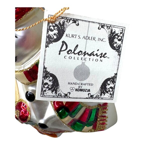 Kurt S. Adler Polonaise Glass Snowman Ornament With Broom Star Shape NEW In Box - Picture 4 of 6
